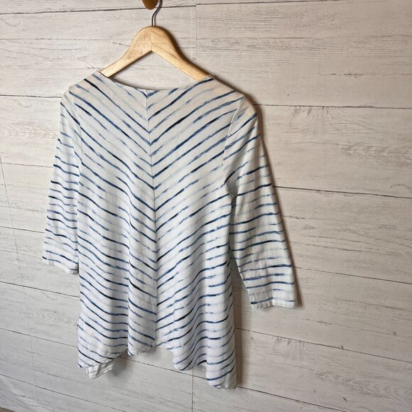 Pure Jill Tunic Womens Size Small Blue & White Striped Front Side Pocket Top - Picture 13 of 16